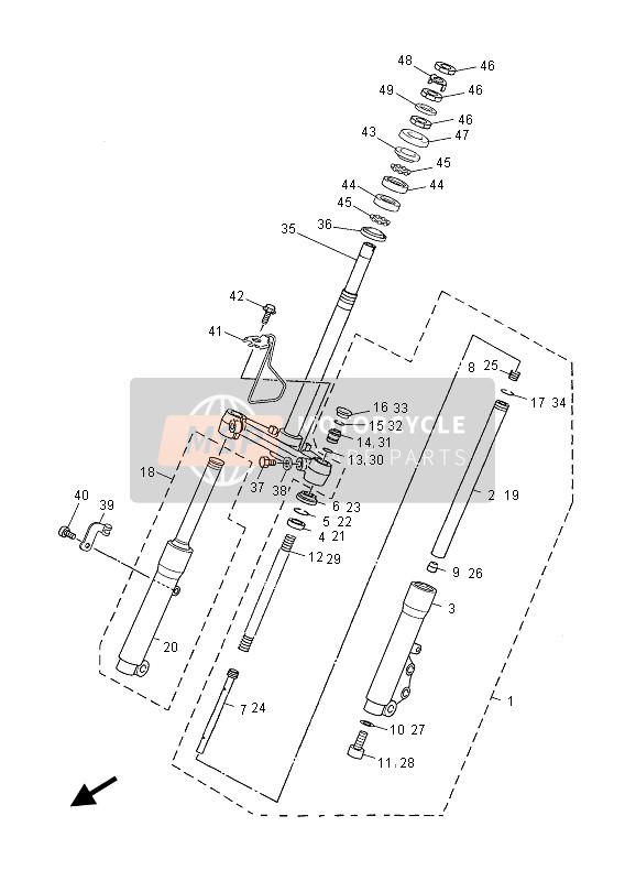 Yamaha YN50FU 2013 Forcella anteriore per un 2013 Yamaha YN50FU